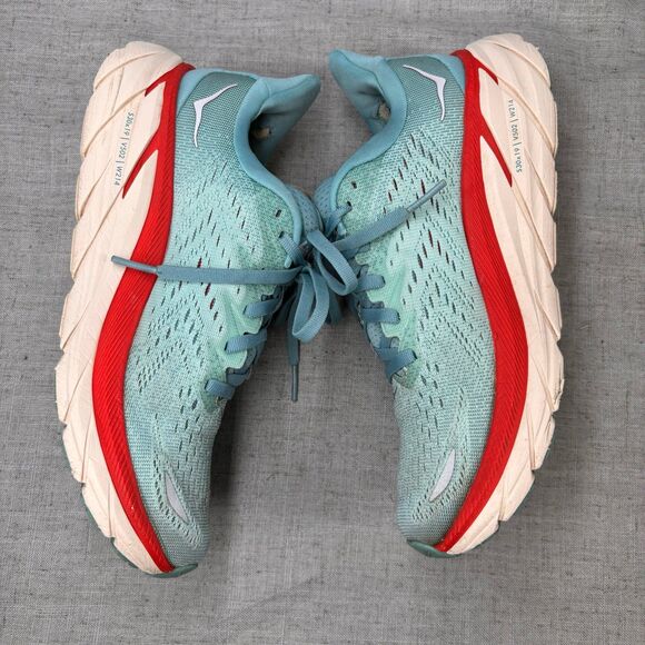 Hoka‎ One One Clifton 8 Shoes Blue & Red Mesh Running Lace Up Women's 7 - Picture 10 of 11